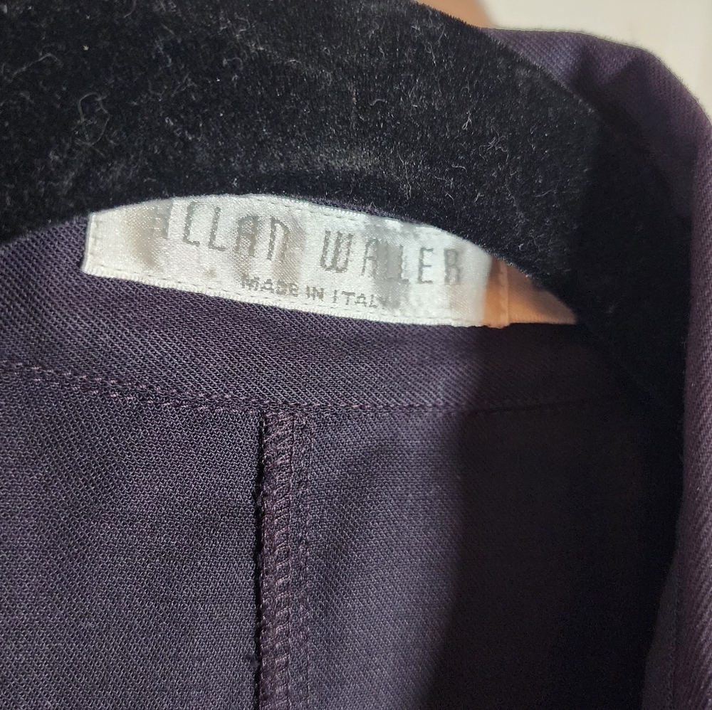 Allan Waller Italy Plum Purple Pleated Back Wool Blend Button Up Blouse Size 6 - Picture 2 of 10